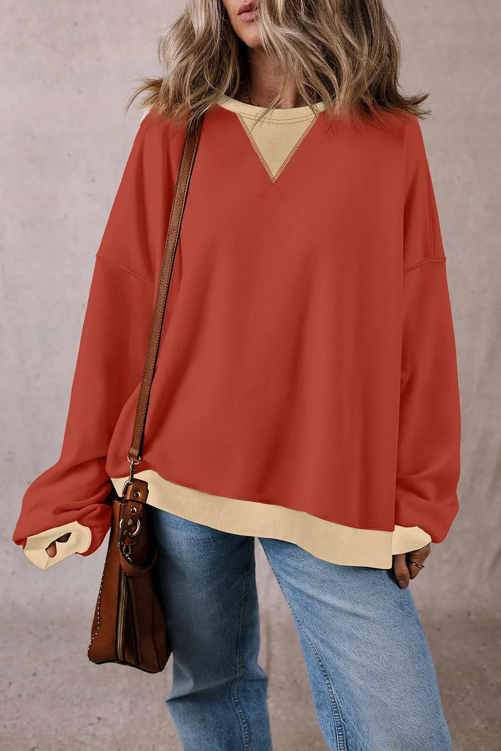 Patch Drop Shoulder Oversized Sweatshirt