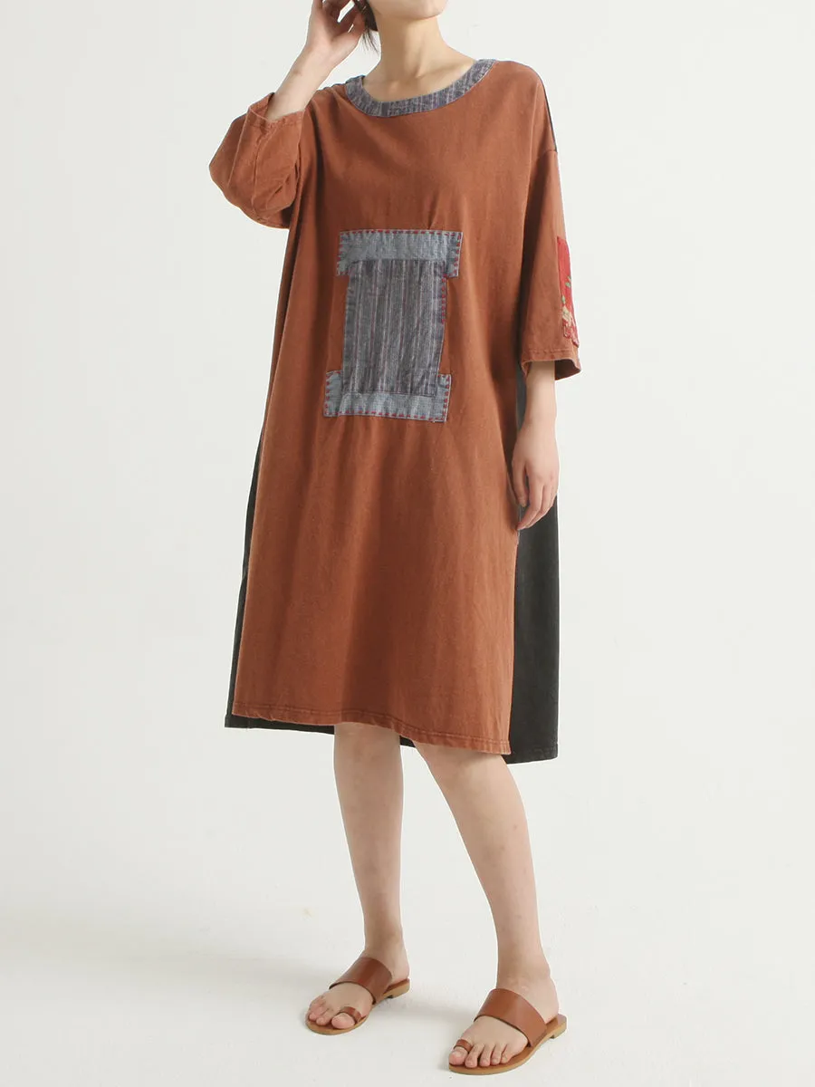 Patchwork Cotton Summer Casual Loose Dress