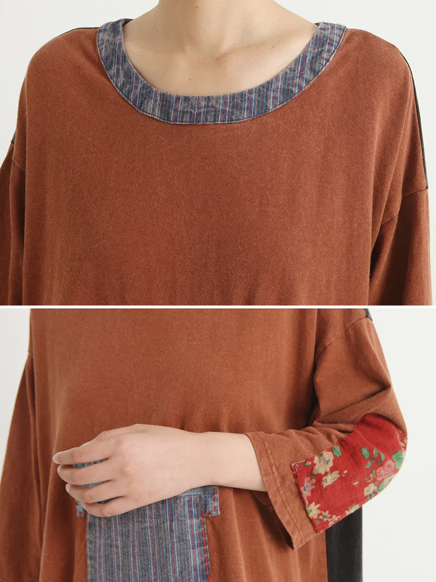 Patchwork Cotton Summer Casual Loose Dress