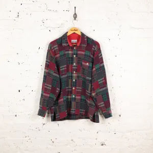 Patchwork Plaid Check Shirt - Red - L