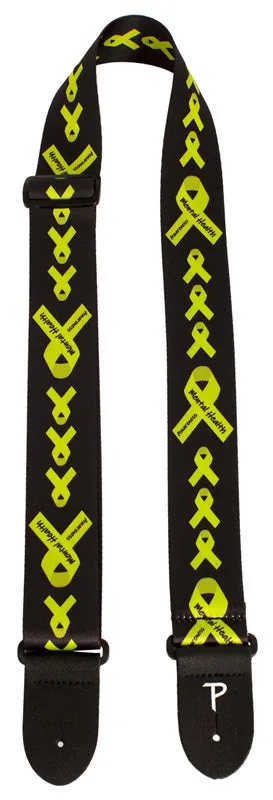 Perris 2" Polyester "Green Ribbon" Guitar Strap with Leather ends