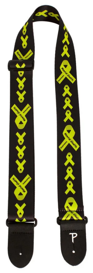 Perris 2" Polyester "Green Ribbon" Guitar Strap with Leather ends