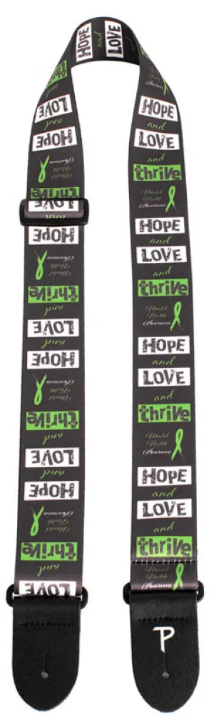 Perris 2" Polyester "Hope & Love & Thrive" Guitar Strap with Leather ends