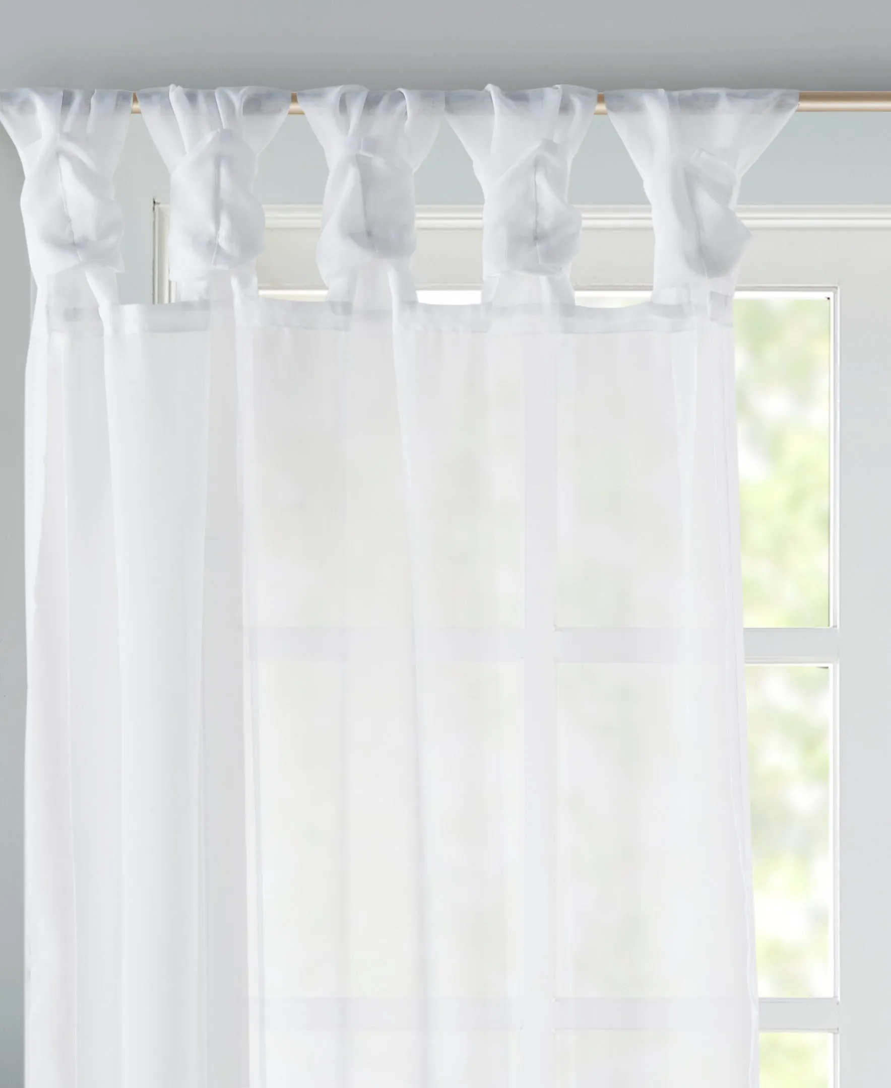 Persis Twisted Tab Voile Sheer Window Pair Ivory