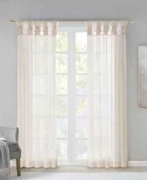 Persis Twisted Tab Voile Sheer Window Pair Ivory