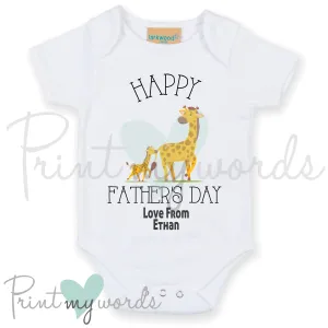 Personalised Father's Day Giraffe Baby Vest Bodysuit Onesie