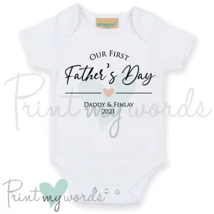 Personalised First Father's Day Heart Baby Vest Bodysuit Onesie