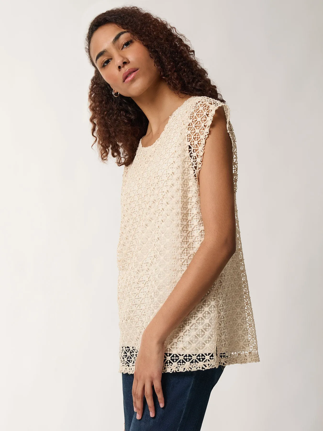 Petite Drop Shoulder Top, Lafayette Lace