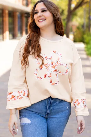 Plus Size Flower Crewneck Top