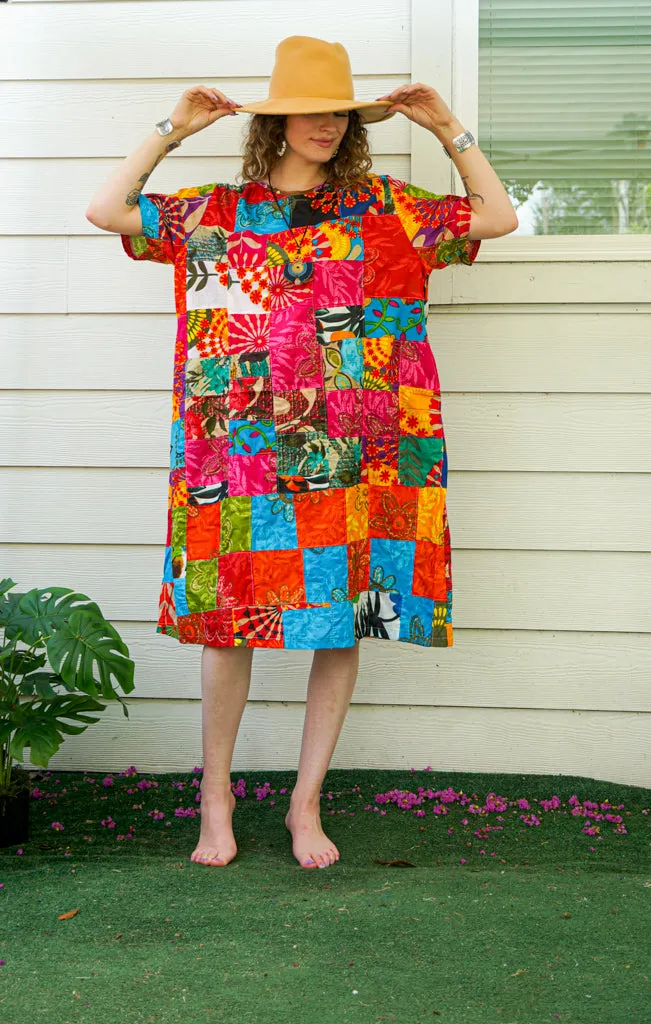 Quilted Elegance Patchwork Bohemian Dress