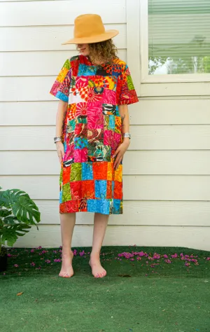 Quilted Elegance Patchwork Bohemian Dress
