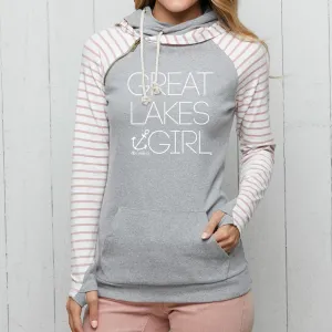 "Great Lakes Girl" Women's Striped Double Hood Pullover