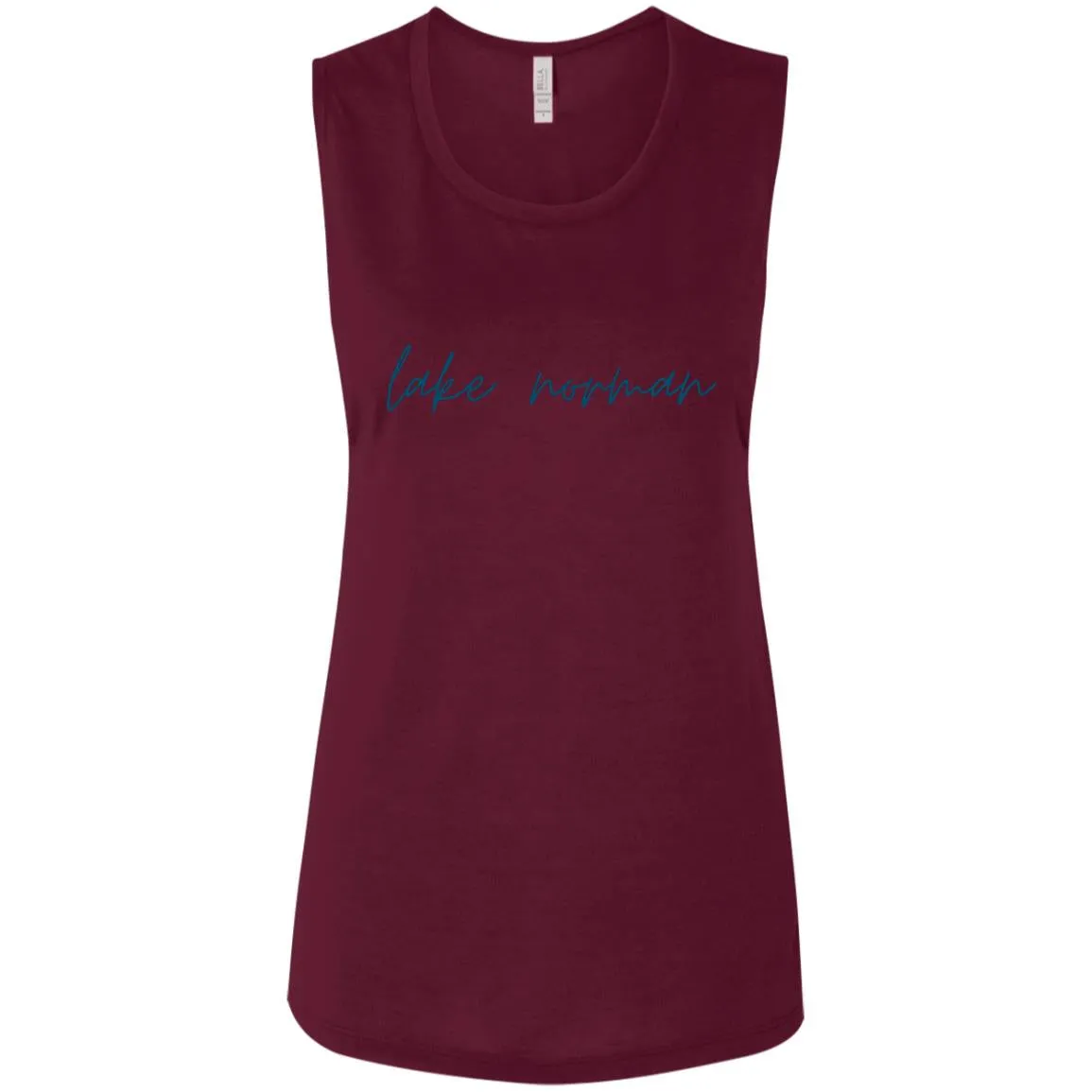 "Lake Norman- NAVY" Ladies Flowy Muscle Tank