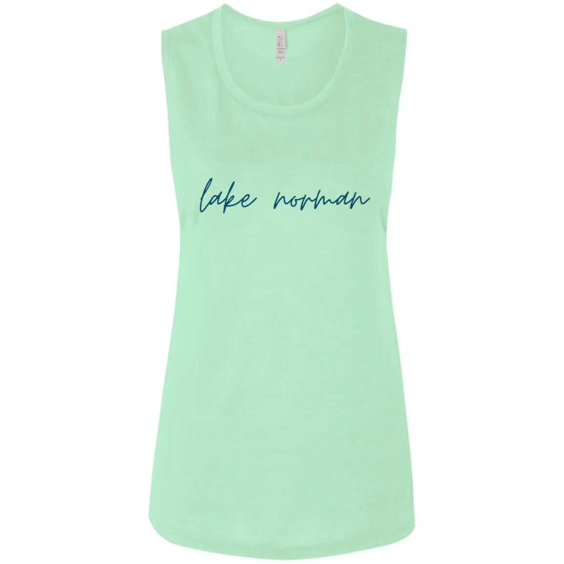 "Lake Norman- NAVY" Ladies Flowy Muscle Tank