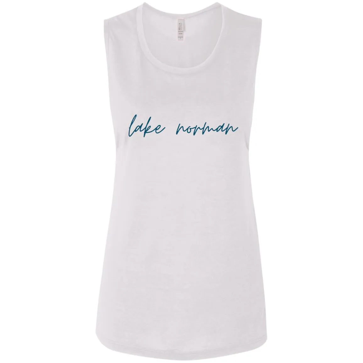 "Lake Norman- NAVY" Ladies Flowy Muscle Tank