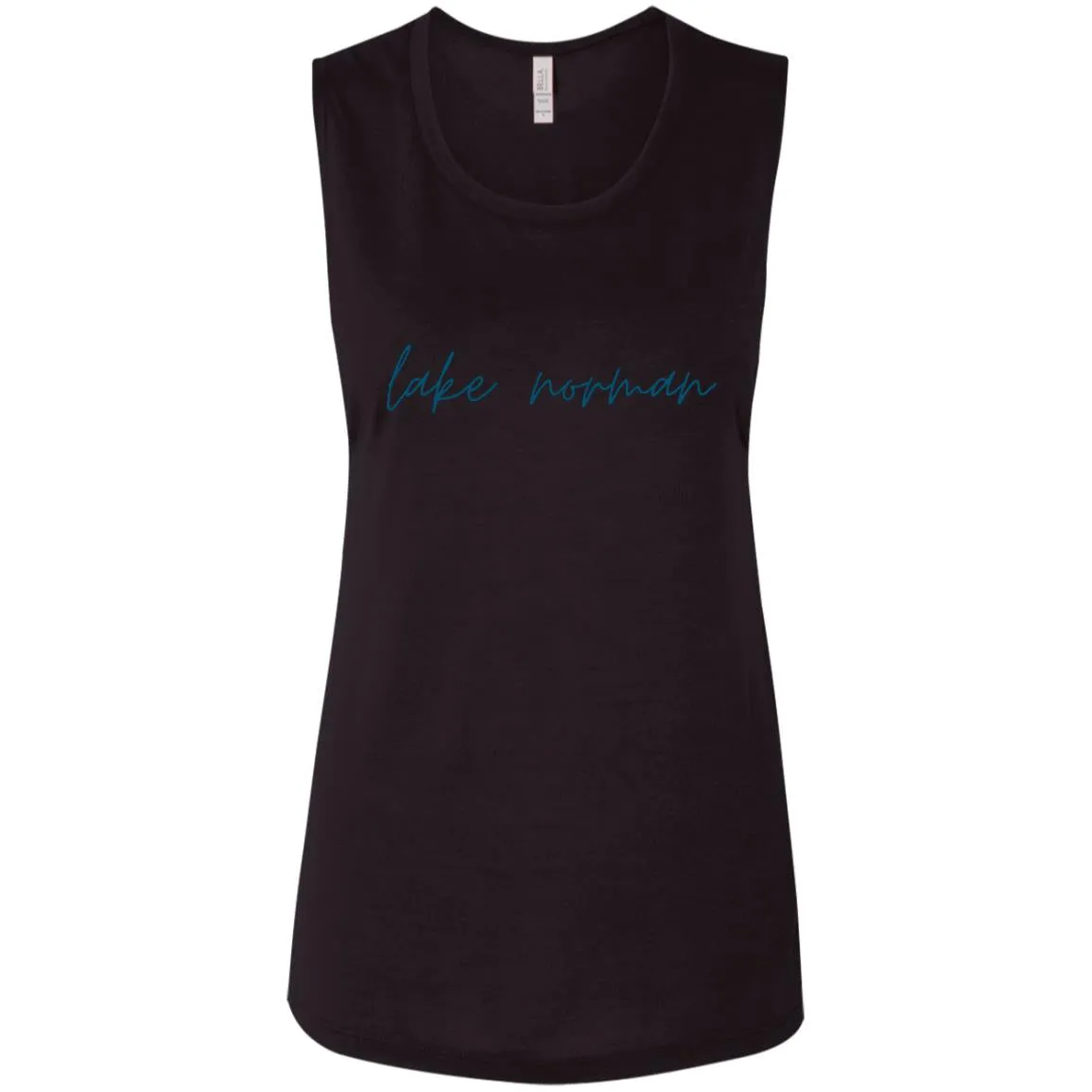 "Lake Norman- NAVY" Ladies Flowy Muscle Tank