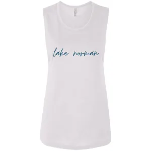 "Lake Norman- NAVY" Ladies Flowy Muscle Tank
