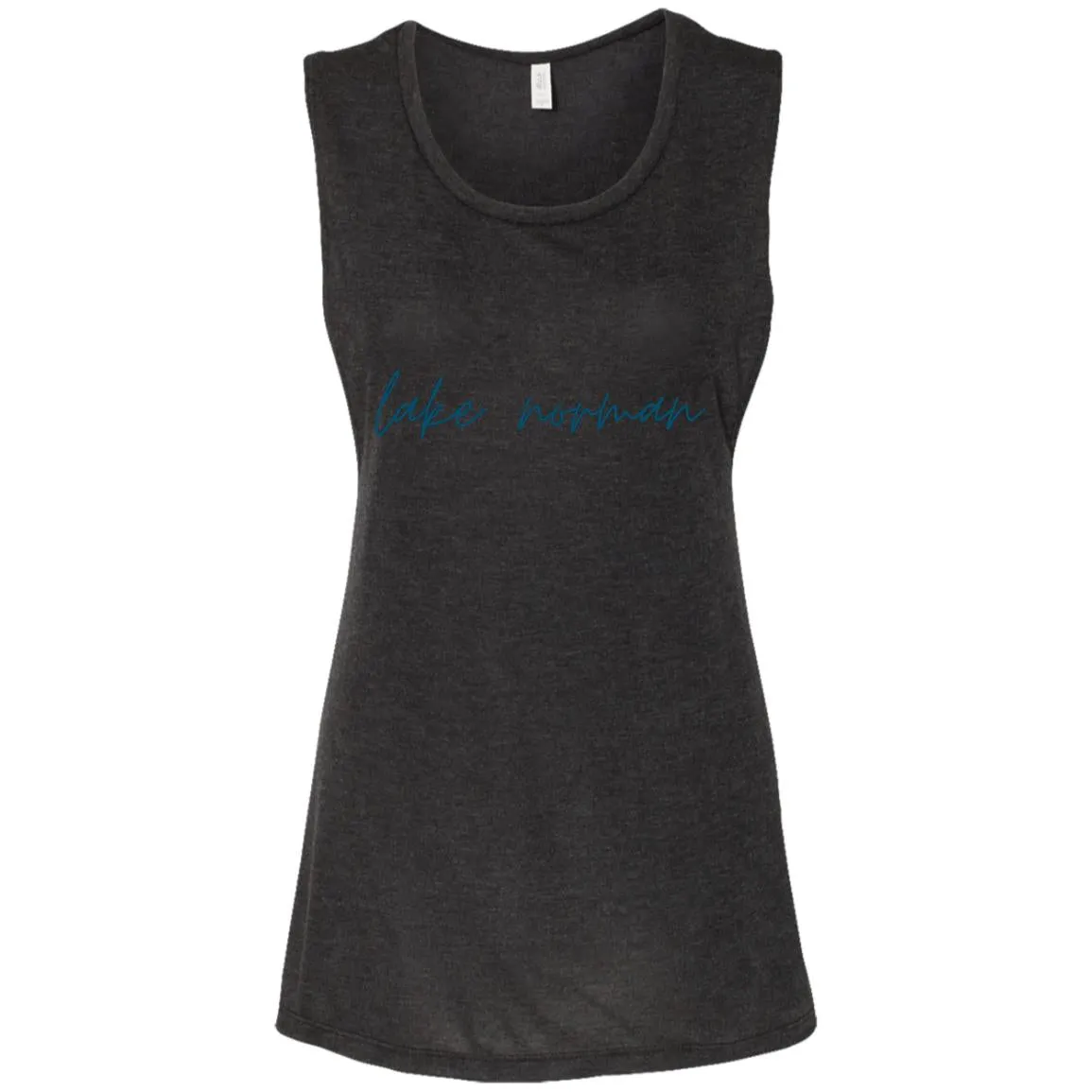 "Lake Norman- NAVY" Ladies Flowy Muscle Tank