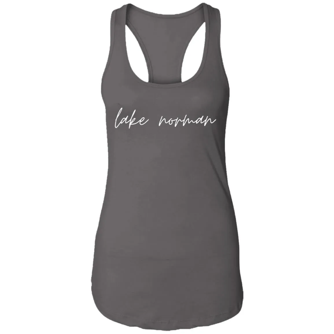 "Lake Norman- WHITE" Ladies Ideal Racerback Tank