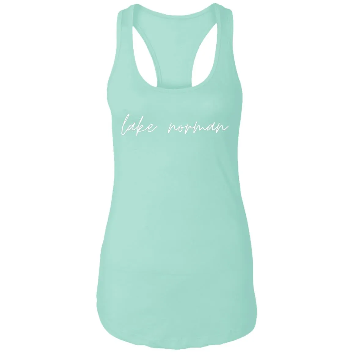 "Lake Norman- WHITE" Ladies Ideal Racerback Tank