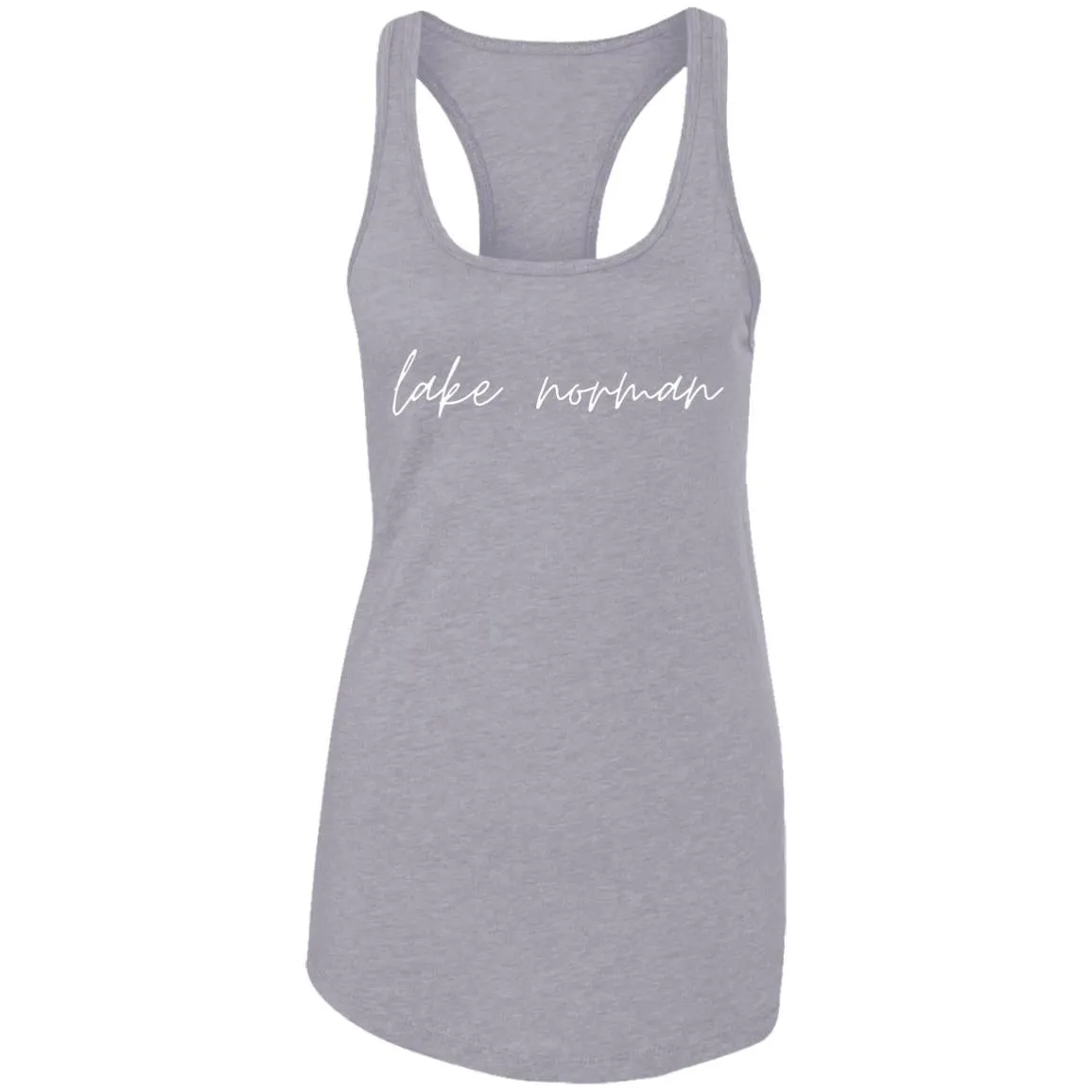 "Lake Norman- WHITE" Ladies Ideal Racerback Tank