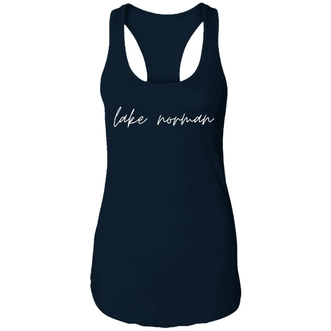 "Lake Norman- WHITE" Ladies Ideal Racerback Tank