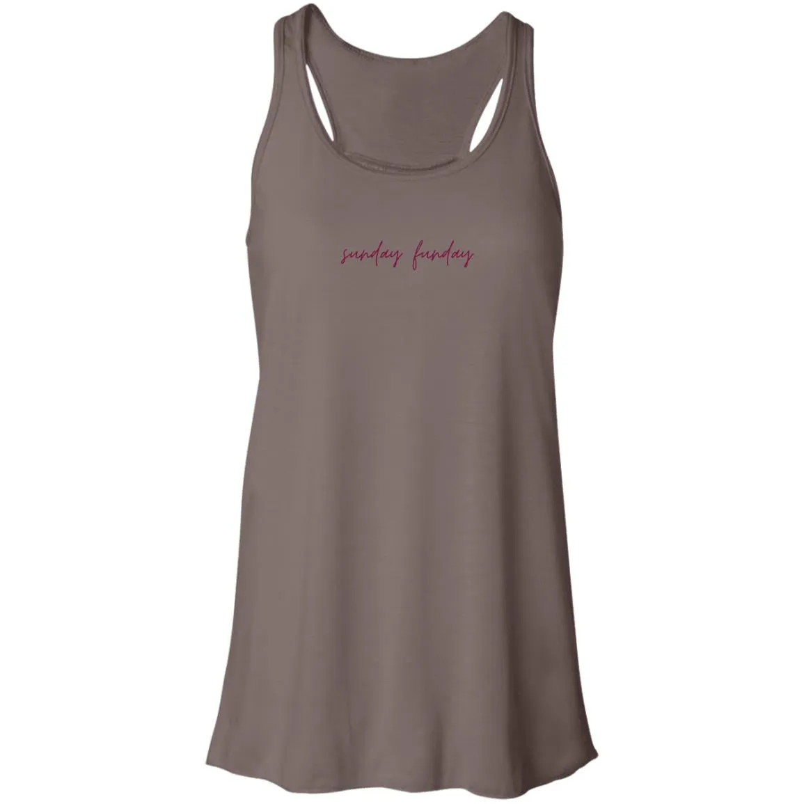 "Sunday Funday- BURGUNDY" Flowy Racerback Tank
