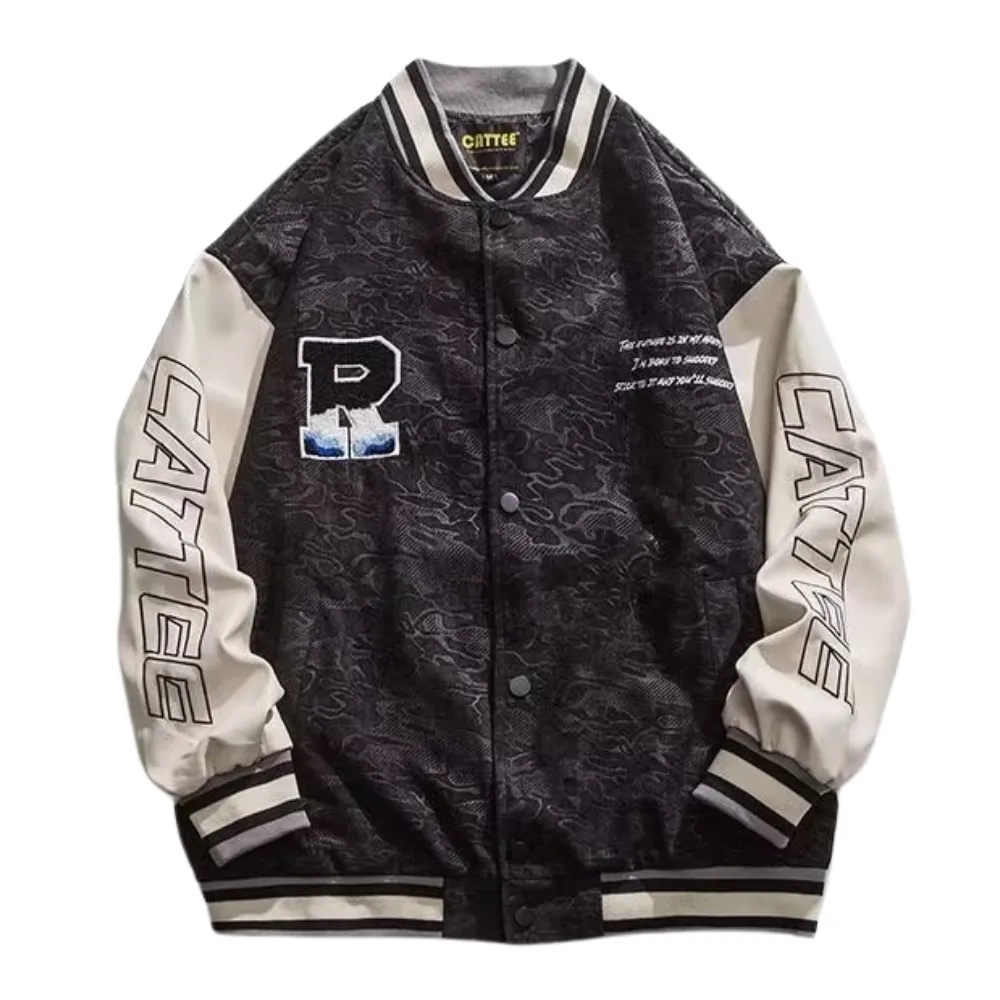 Raglan Patchwork Embroidered Leather Jacket