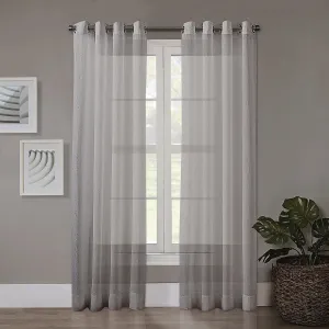 Regal Home Sheer Grommet Top Single Curtain Panel Silver Gray 50" x 95"