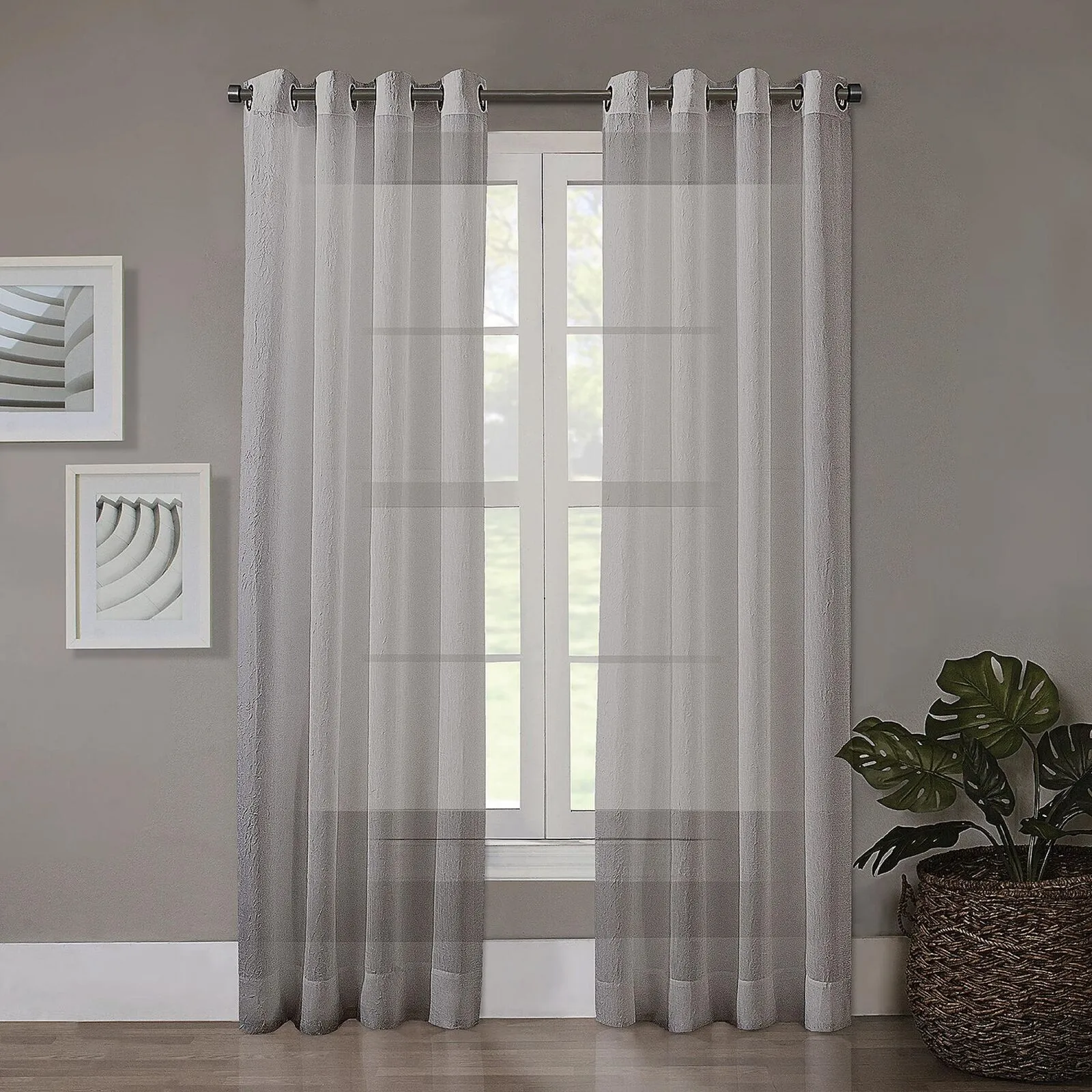 Regal Home Sheer Grommet Top Single Curtain Panel Silver Gray 50" x 95"
