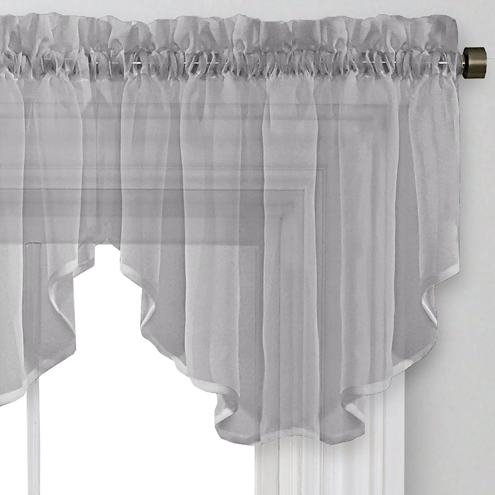 Regal Home Voile Solid Rod Pocket Ascot Valance Gray 54" x 20"