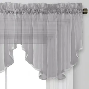 Regal Home Voile Solid Rod Pocket Ascot Valance Gray 54" x 20"