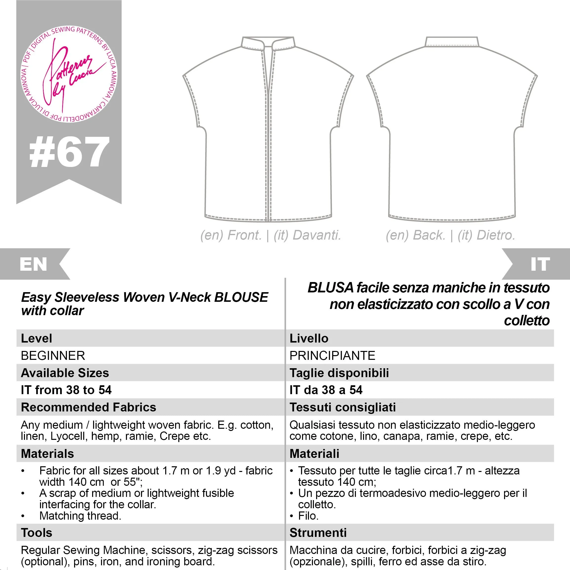 Relaxed-fit Shirt Sewing Pattern N.67