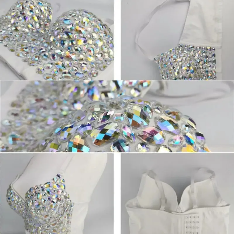 Rhinestone Bustier Crop Top S