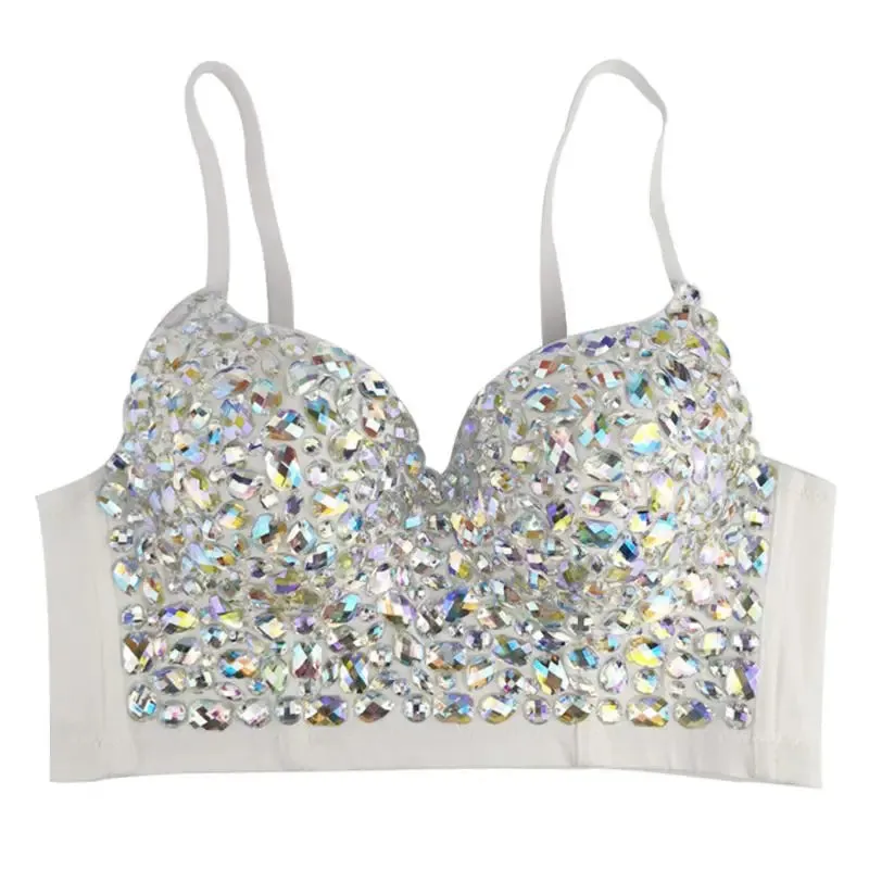 Rhinestone Bustier Crop Top S