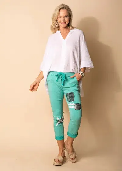 Rossa Linen Blend Top in White