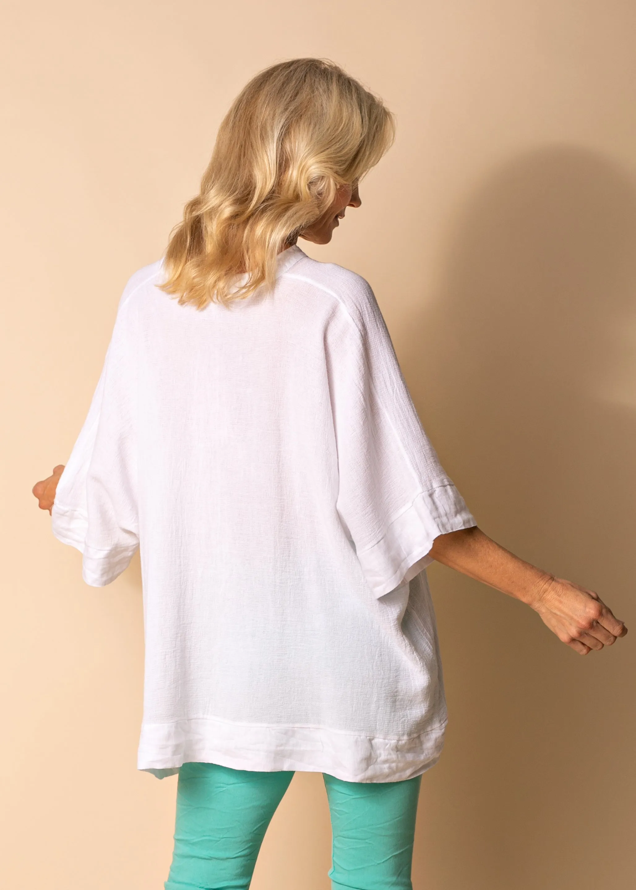 Rossa Linen Blend Top in White