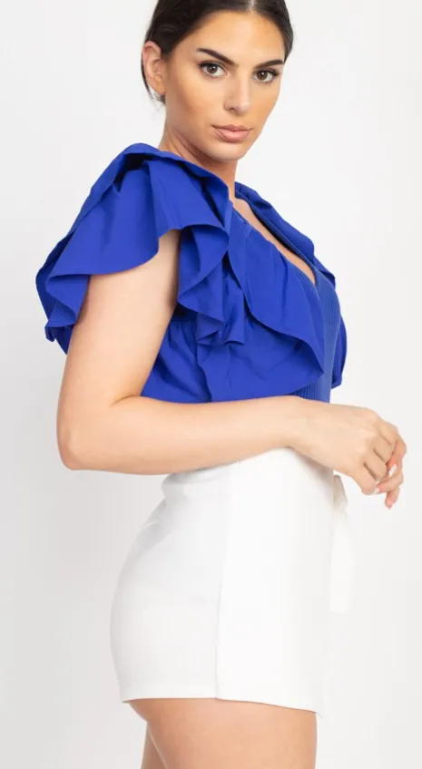 Ruffle Tiered Ribbed Tops