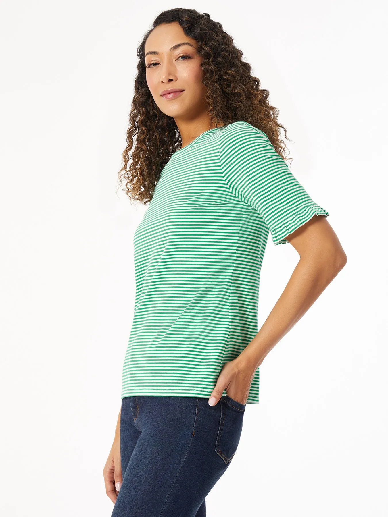 Ruffle Trim Sleeve Tee