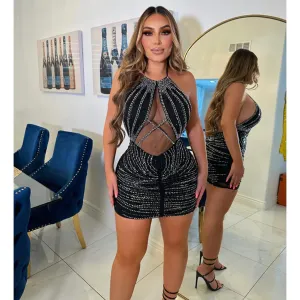 Sexy patchwork Backless Dress