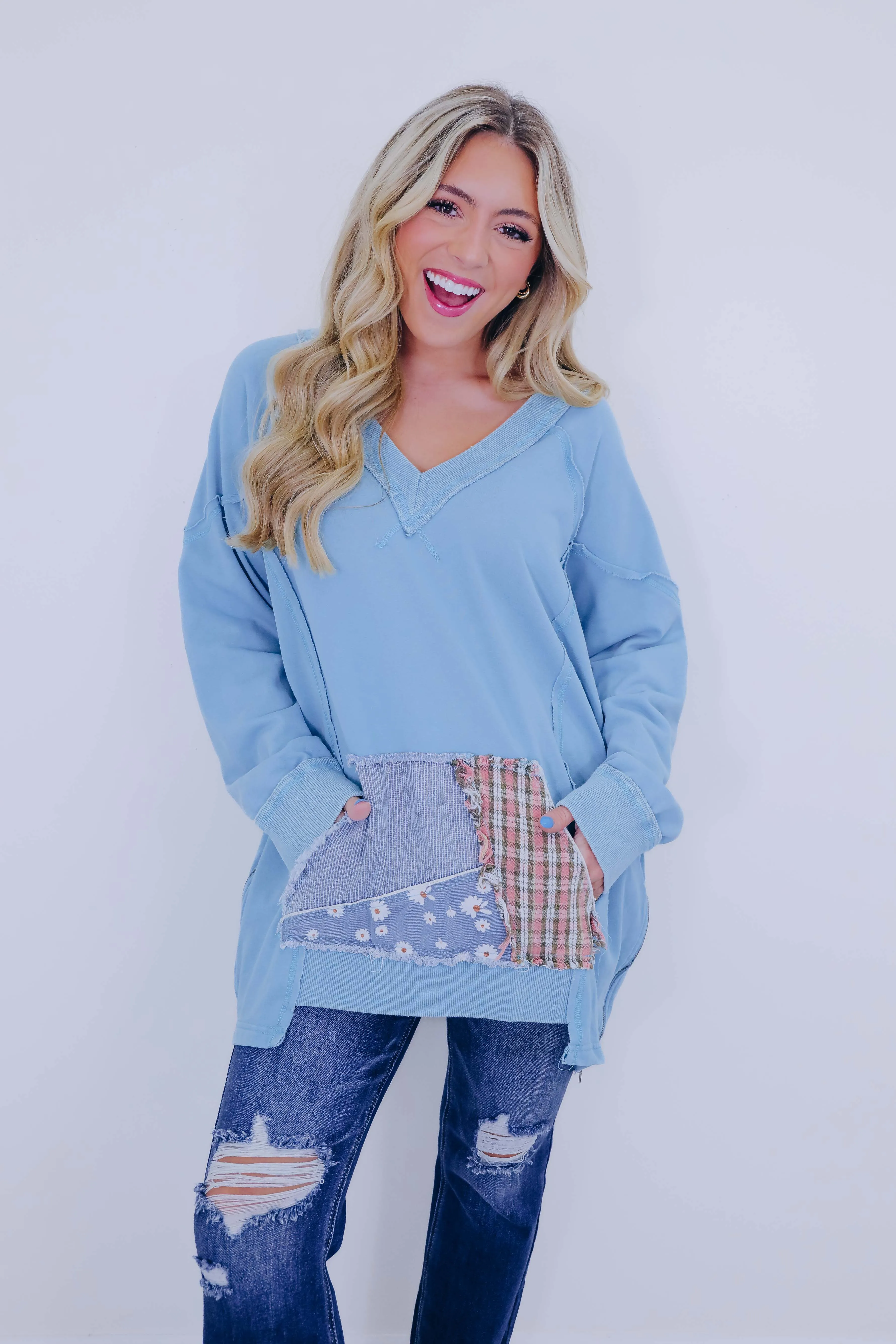 ***Shake It Up Star Patchwork Sweatshirt - 2 Colors SAMPLE