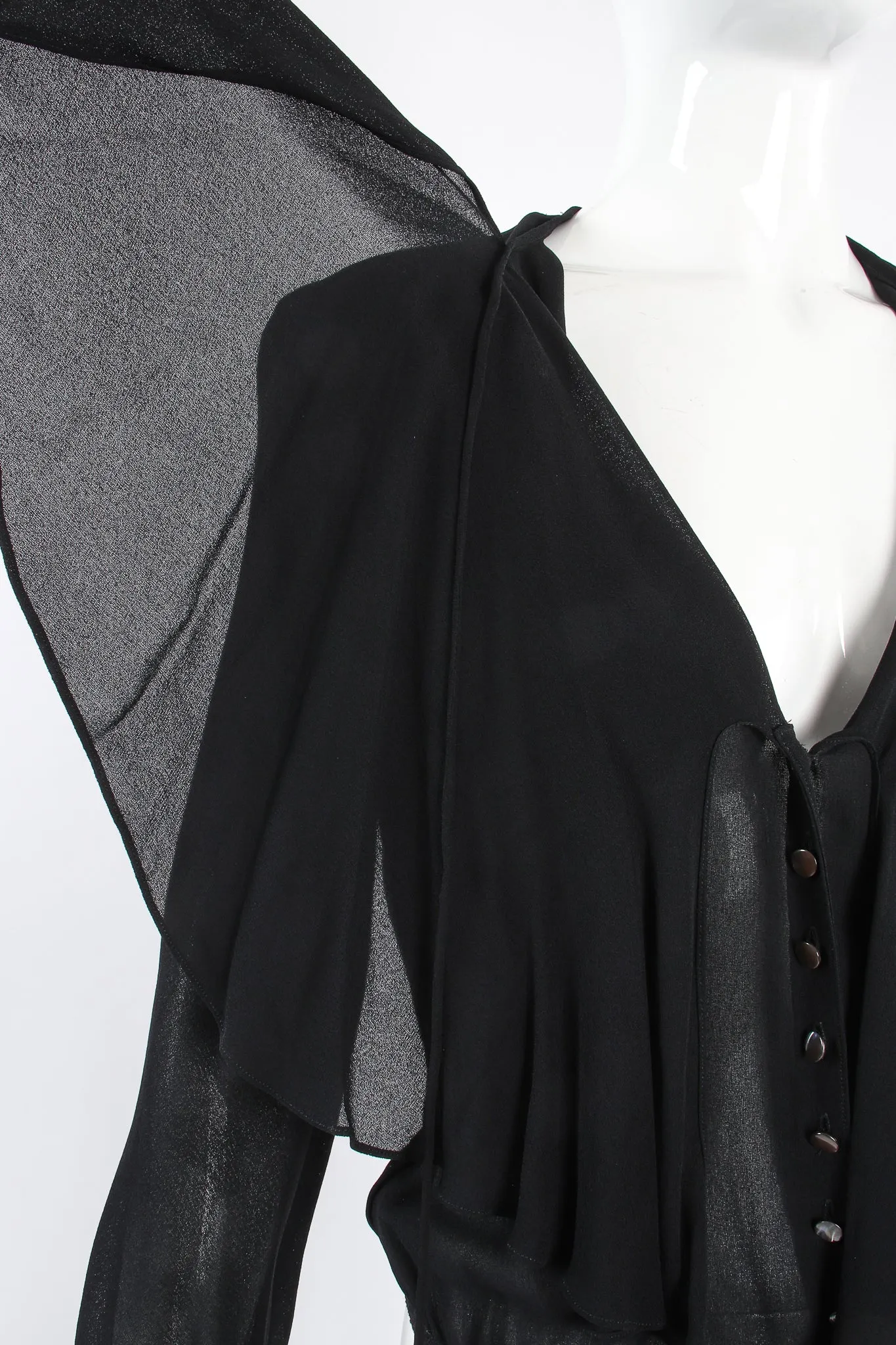 Sheer Georgette Jabot Bodysuit