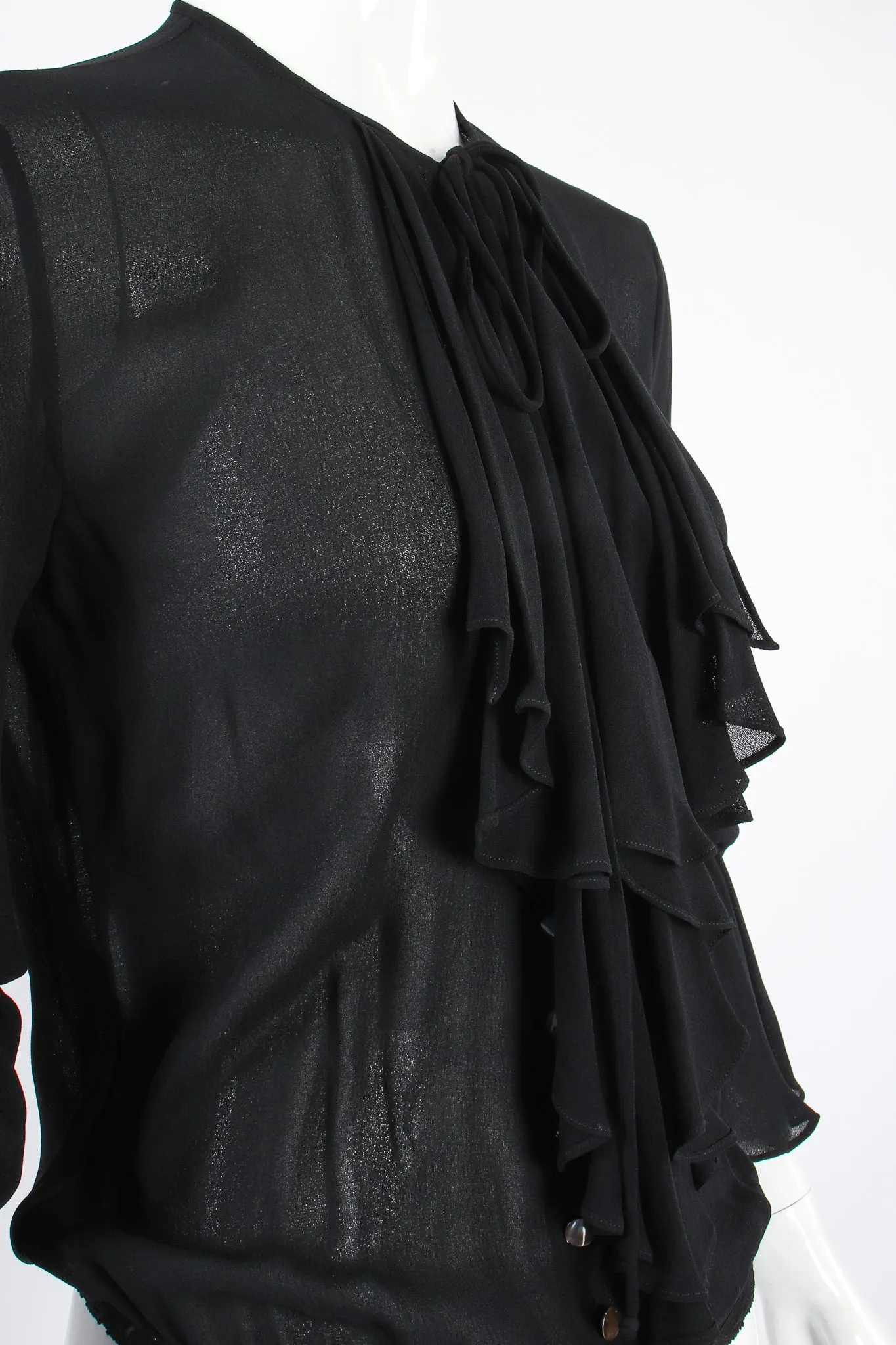 Sheer Georgette Jabot Bodysuit