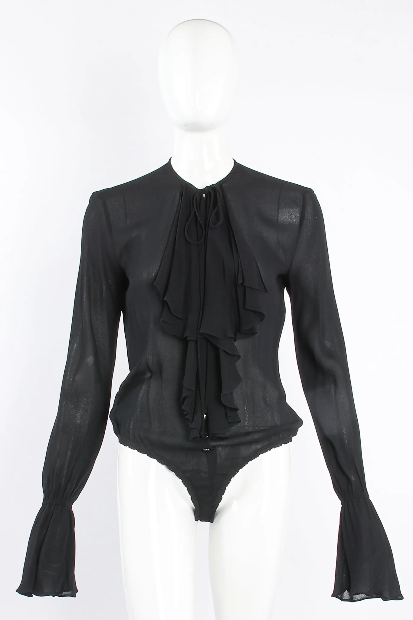 Sheer Georgette Jabot Bodysuit