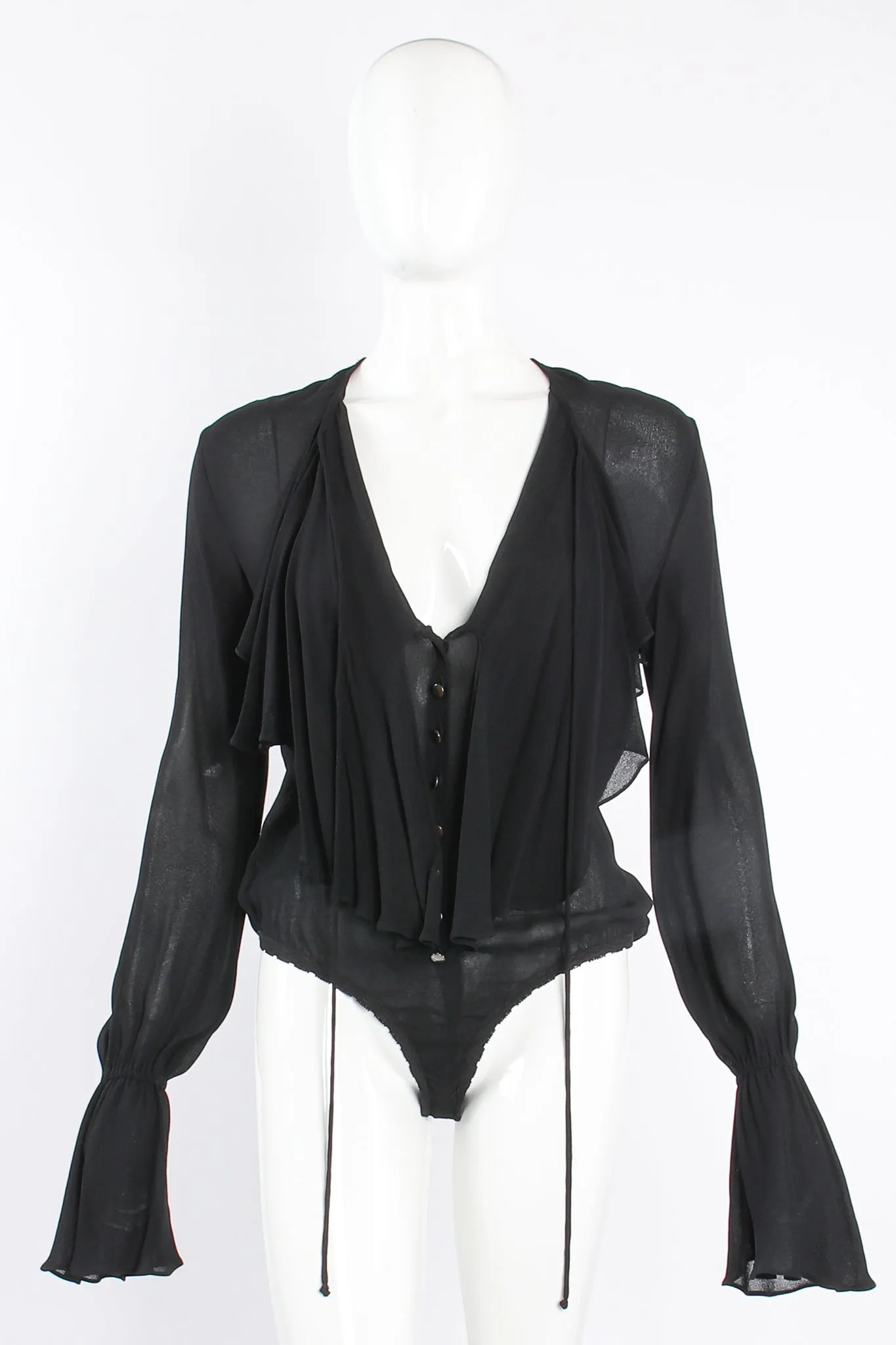 Sheer Georgette Jabot Bodysuit