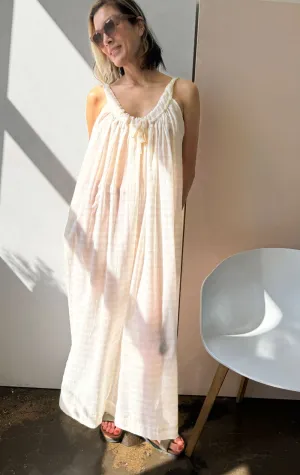 Sheer natural drawstring dress