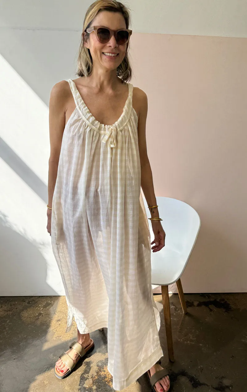 Sheer natural drawstring dress