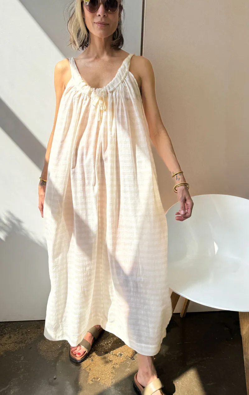 Sheer natural drawstring dress
