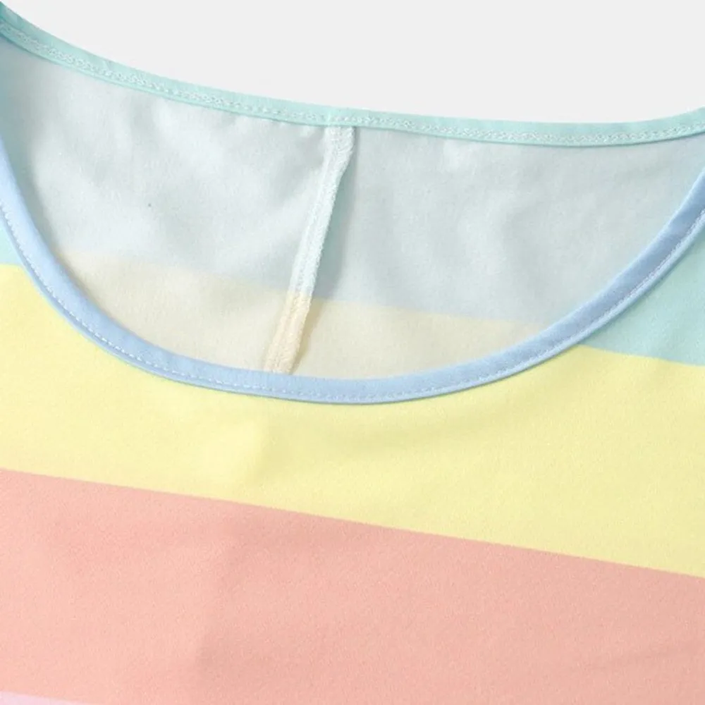 Short Rainbow Striped Nightgown