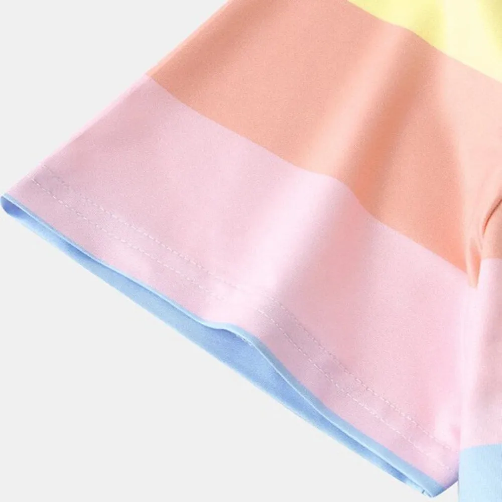 Short Rainbow Striped Nightgown